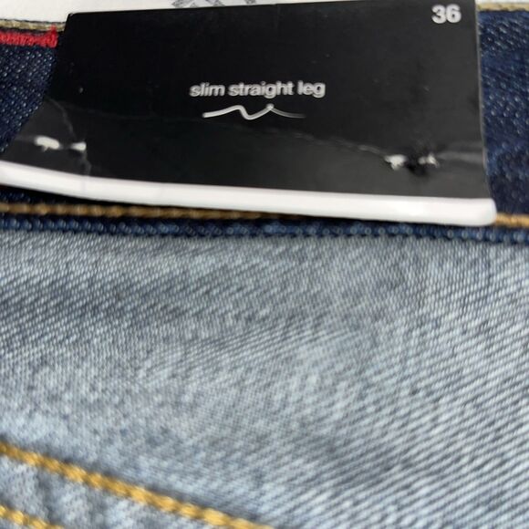 7 for all Mankind Slimmy Men's Dark Wash Distressed Straight Jeans Size 36 NWT - Picture 10 of 10